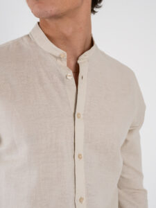 OVER-D Camicia in lino con collo coreana OC1S2S5C25 Greige2 (4)