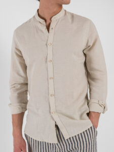 OVER-D Camicia in lino con collo coreana OC1S2S5C25 Greige2 (5)