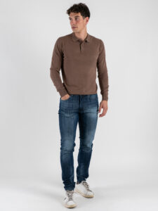 OVER-D Jeans slim azzurro senza rotture D12 Azzurro (2)