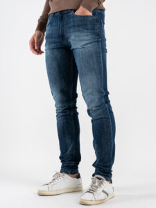 OVER-D Jeans slim azzurro senza rotture D12 Azzurro (3)