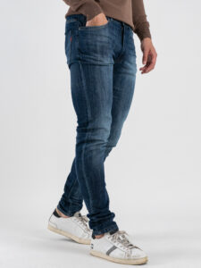 OVER-D Jeans slim azzurro senza rotture D12 Azzurro (4)