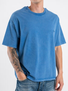 SUPERCULTURE T-shirt boxy fit con ricamo A1153 Celeste (2)