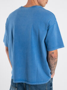 SUPERCULTURE T-shirt boxy fit con ricamo A1153 Celeste (3)