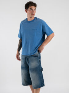 SUPERCULTURE T-shirt boxy fit con ricamo A1153 Celeste (4)