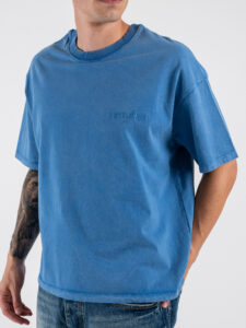 SUPERCULTURE T-shirt boxy fit con ricamo A1153 Celeste (5)