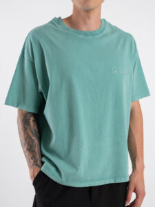 SUPERCULTURE T-shirt boxy fit con ricamo A1153 Verde (3)