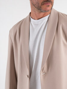 Abito regular leggero in poliviscosa con Giacca un bottone + Pantalone cropped TKN028 Cammello (5)