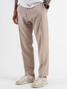 Abito regular leggero in poliviscosa con Giacca un bottone + Pantalone cropped TKN028 Cammello (7)