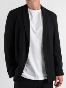 Abito regular leggero in poliviscosa con Giacca un bottone + Pantalone cropped TKN028 Nero (3)