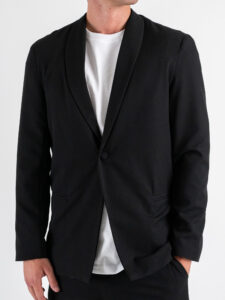 Abito regular leggero in poliviscosa con Giacca un bottone + Pantalone cropped TKN028 Nero (5)