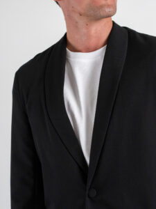Abito regular leggero in poliviscosa con Giacca un bottone + Pantalone cropped TKN028 Nero (6)