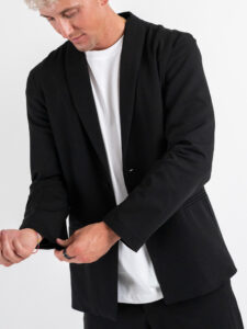 Abito regular leggero in poliviscosa con Giacca un bottone + Pantalone cropped TKN028 Nero (8)