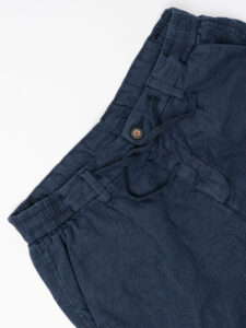 Bermuda regular in misto lino con elastico in vita KK903 Navy (2)