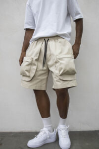 Bermuda tasconato con coulisse in vita PDP051 Beige (4)