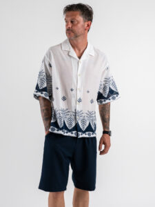 Camicia a mezza manica ricamata in crochet L815243 Bianca (2)