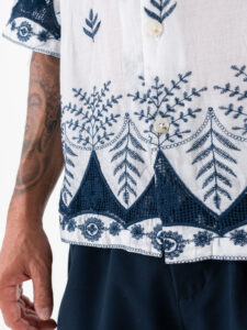 Camicia a mezza manica ricamata in crochet L815243 Bianca (6)