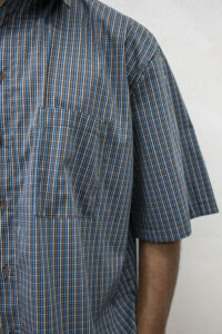 Camicia boxy scozzese a MM con colletto e tasca frontale TKN044 Verde (2)