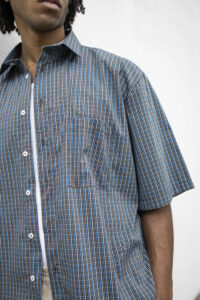 Camicia boxy scozzese a MM con colletto e tasca frontale TKN044 Verde