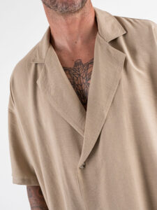 Coordinato leggero con pantalone cropped+giacca doppiopetto SN666 Beige (4)