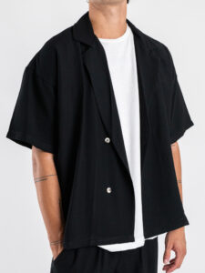Coordinato regular con Giacca a MM + Pantalone lungo cropped SN666 Nero (4)