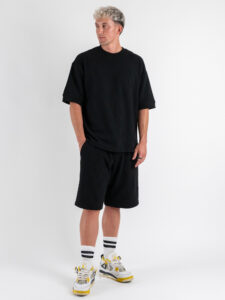 Coordinato regular con t-shirt +bermuda lavorato L815120 Black (2)