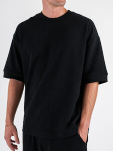 Coordinato regular con t-shirt +bermuda lavorato L815120 Black (5)