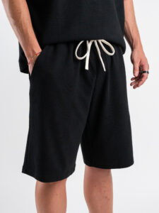 Coordinato regular con t-shirt +bermuda lavorato L815120 Black (7)