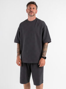 Coordinato regular con t-shirt +bermuda lavorato L815120 Dark Grey (4)