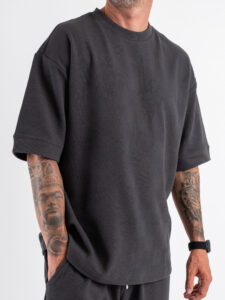 Coordinato regular con t-shirt +bermuda lavorato L815120 Dark Grey (5)