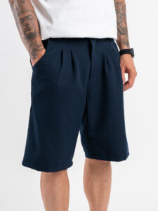ESTASI Bermuda leggero con gamba larga ed elastico in vita YAMAL Blu (2)