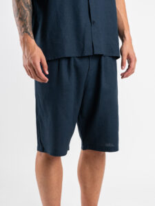 ESTASI Bermuda regular in misto lino VALVERDE Blu (1)