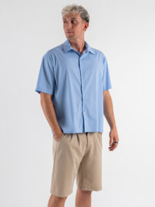 ESTASI Camicia boxy fit in cotone PEDRI Celeste (2)