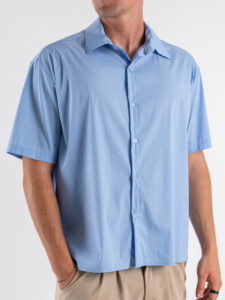 ESTASI Camicia boxy fit in cotone PEDRI Celeste (3)