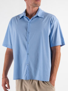 ESTASI Camicia boxy fit in cotone PEDRI Celeste (5)