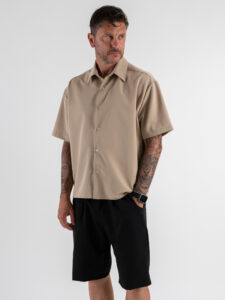 ESTASI Camicia regular MM con colletto YAMALSANE’ Fango (2)