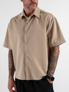 ESTASI Camicia regular MM con colletto YAMALSANE’ Fango (3)
