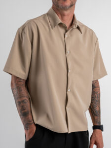 ESTASI Camicia regular MM con colletto YAMALSANE’ Fango (5)