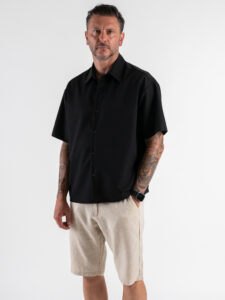 ESTASI Camicia regular MM con colletto YAMALSANE’ Nero (2)