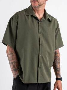 ESTASI Camicia regular MM con colletto YAMALSANE’ Verde Militare (3)