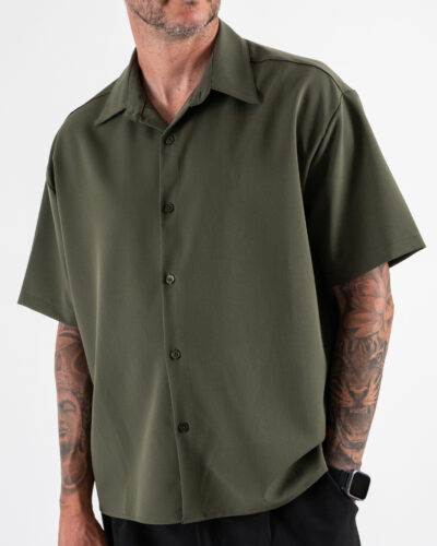 ESTASI Camicia regular MM con colletto YAMALSANE Verde Militare 4 Nuovi Arrivi