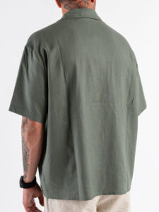 ESTASI Camicia regular in misto lino con colletto VALVERDE Verde (6)