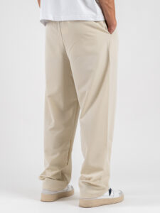 ESTASI Pantalone regular leggero con gamba larga ed elastico in vita YAMAL Sabbia (1)