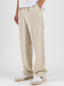 ESTASI Pantalone regular leggero con gamba larga ed elastico in vita YAMAL Sabbia (2)