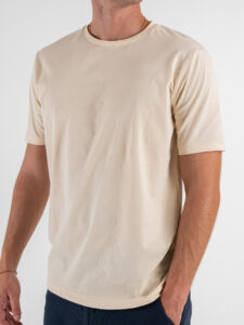ESTASI T-shirt regular girocollo basica stretch MARTE Crema (3)