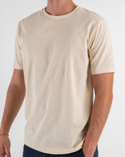ESTASI T shirt regular girocollo basica stretch MARTE Crema 3 Nuovi Arrivi