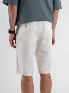 GIANNI LUPO Bermuda basico in lino con bottone GL5039BD Bianco (1)