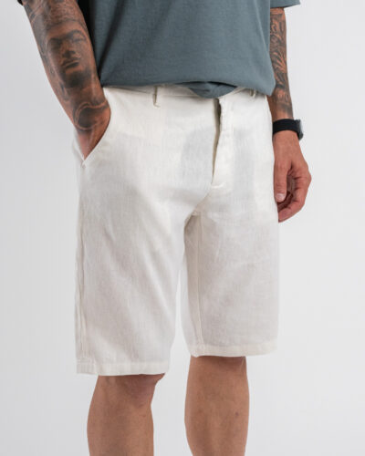 GIANNI LUPO Bermuda basico in lino con bottone GL5039BD Bianco 2 Nuovi Arrivi