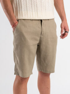 GIANNI LUPO Bermuda basico in lino con bottone GL5039BD Camel (2)