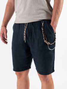 GIANNI LUPO Bermuda in lino con coulisse FJ3269 Deep Blue (2)