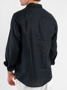 GIANNI LUPO Camicia basica in lino con colletto GL7619S Black (1)